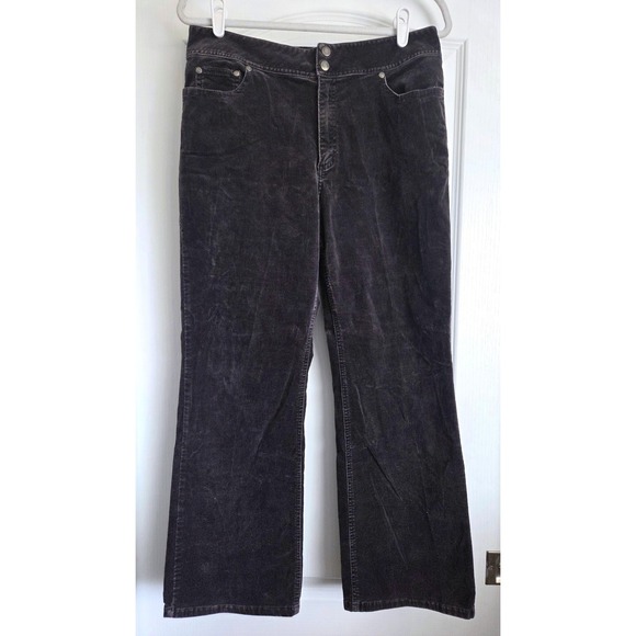 Chico's Pants - Chico's Dark Plum Purple Corduroy Wide Leg Pants Size 2/L Double Snap Closure